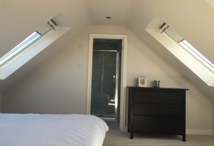 Bedroom with Velux Windows front and back