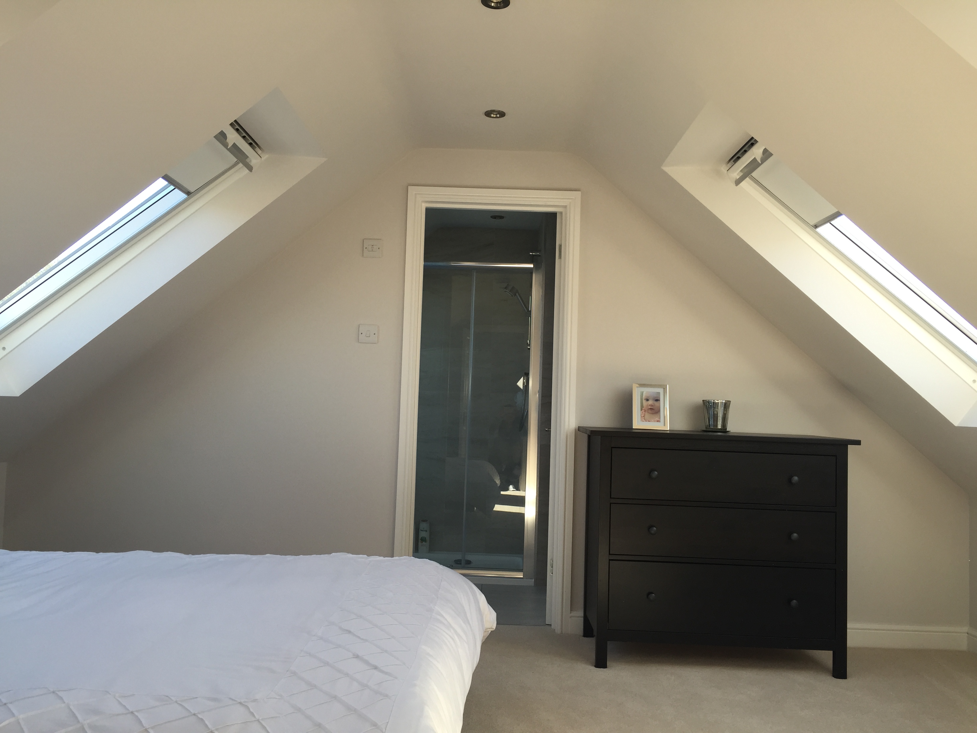 Bedroom with Velux Windows front and back
