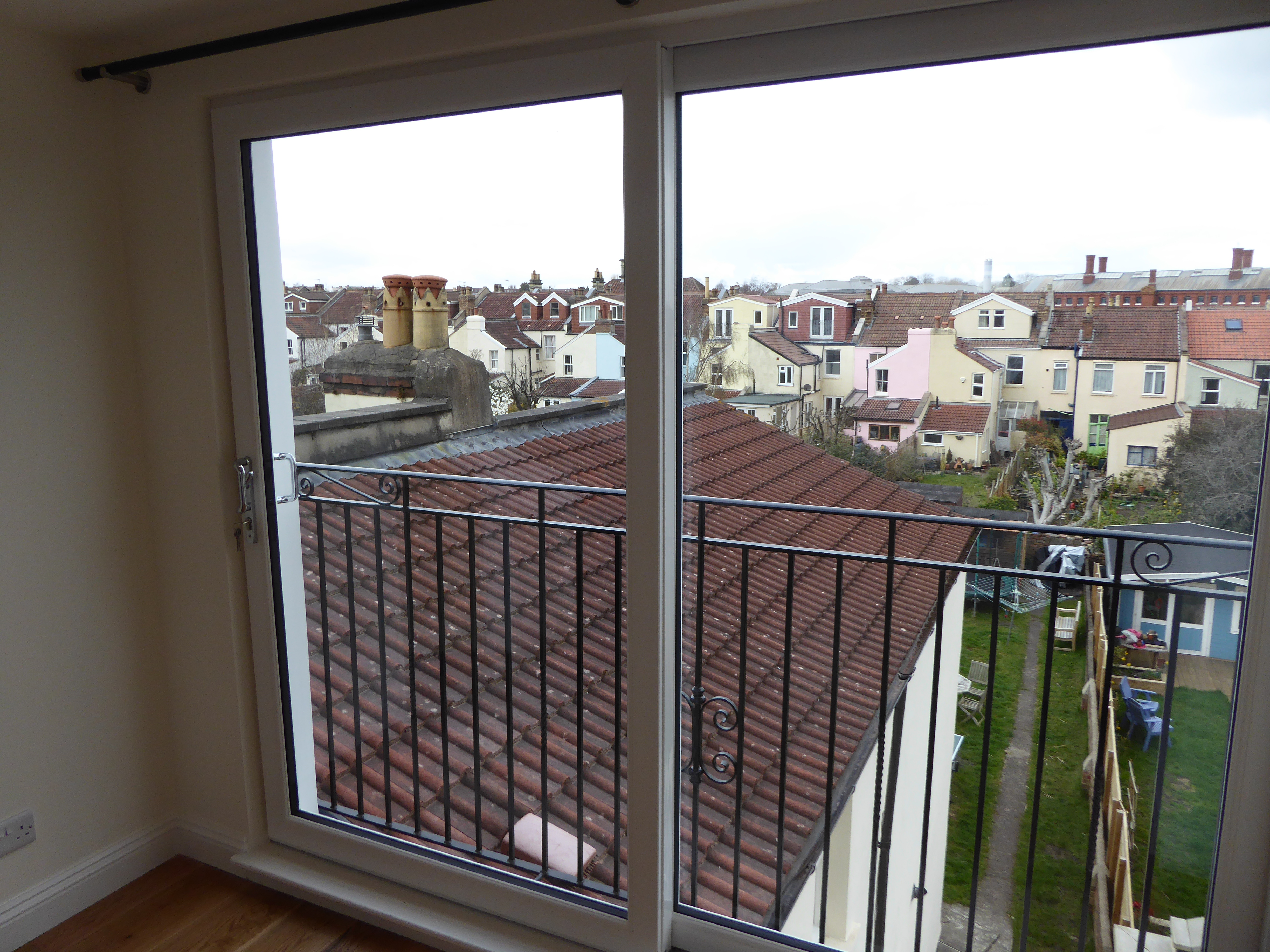 Sliding doors and juliet balcony
