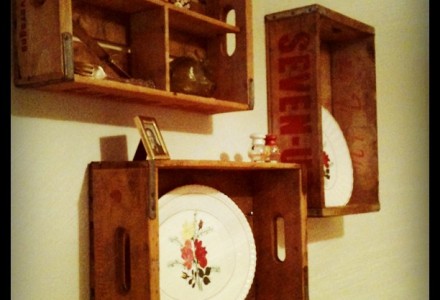 Get creative! Crates can make great shelves.