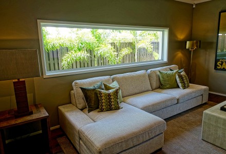 Green patterned cushions