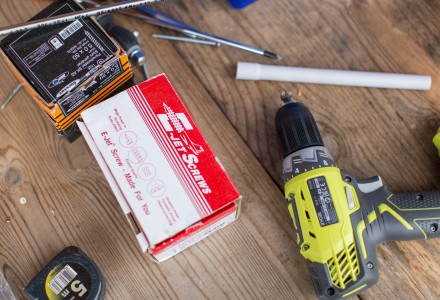 tools on hardwood floor