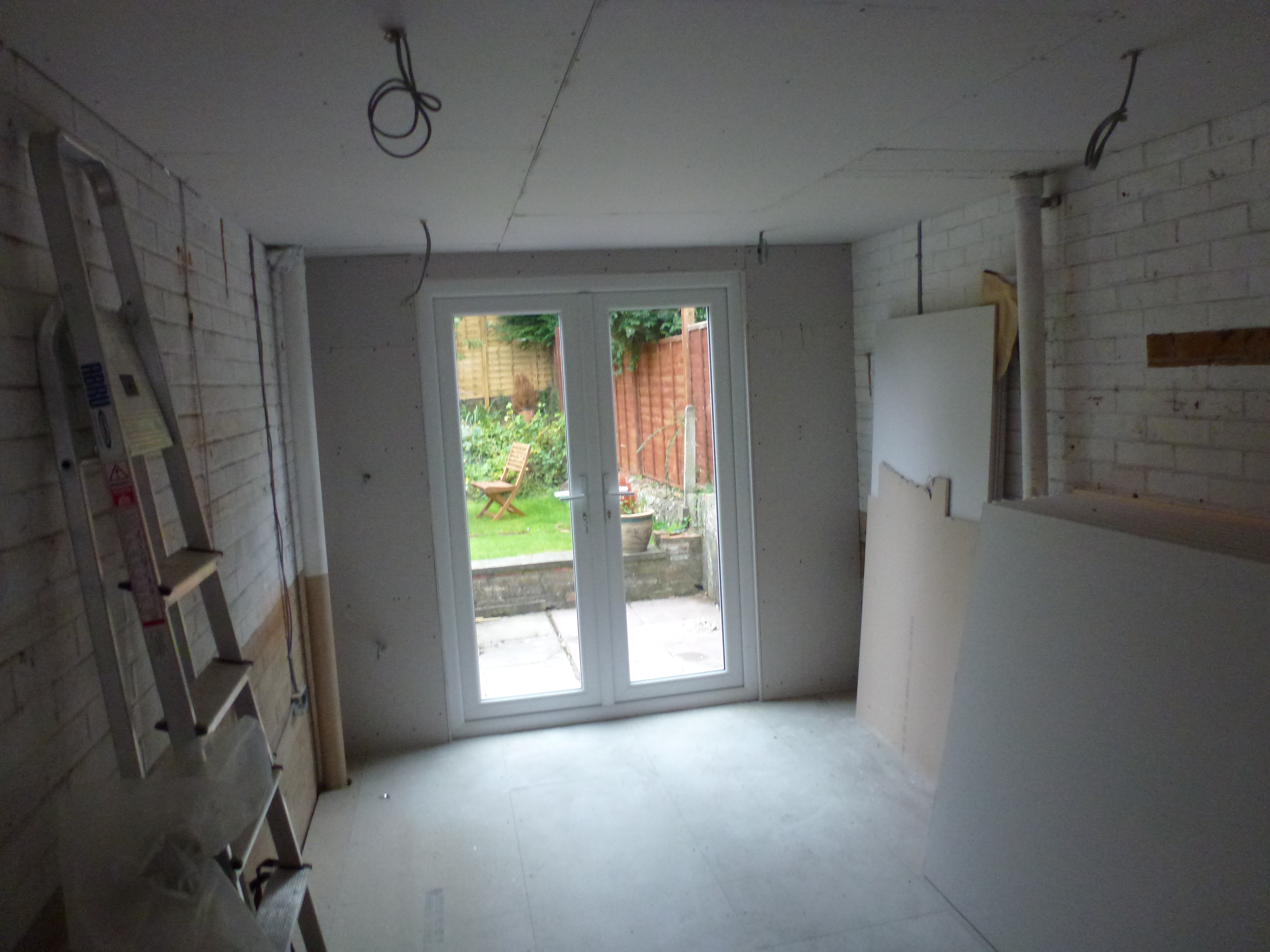 Garage conversion in progress construction building